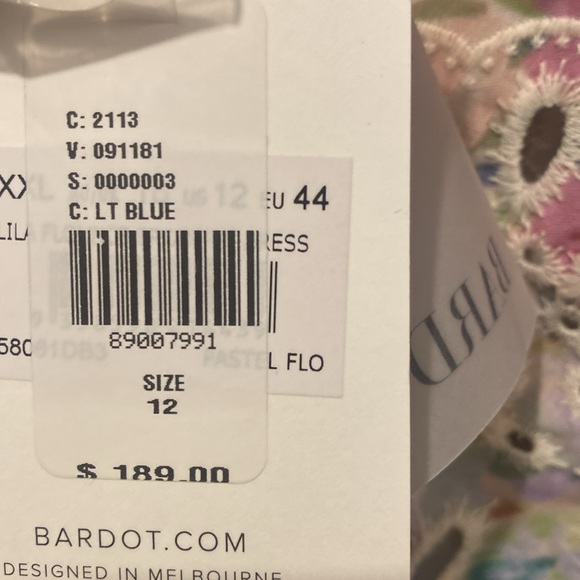 Bardot Lila Flounce mini Broderie dress, size 12 - Picture 5 of 5